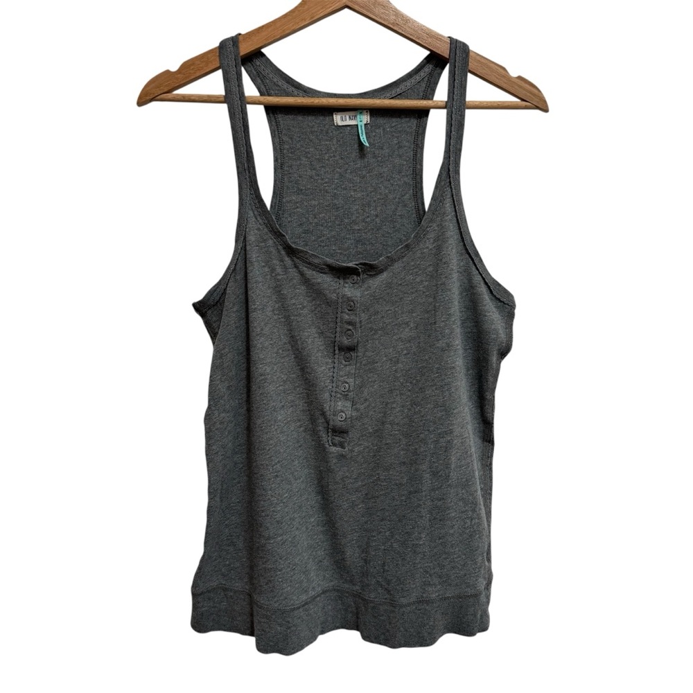 Vintage Old Navy Y2K 90s Henley Tank Top Women Large Scoop Neck Ribbed